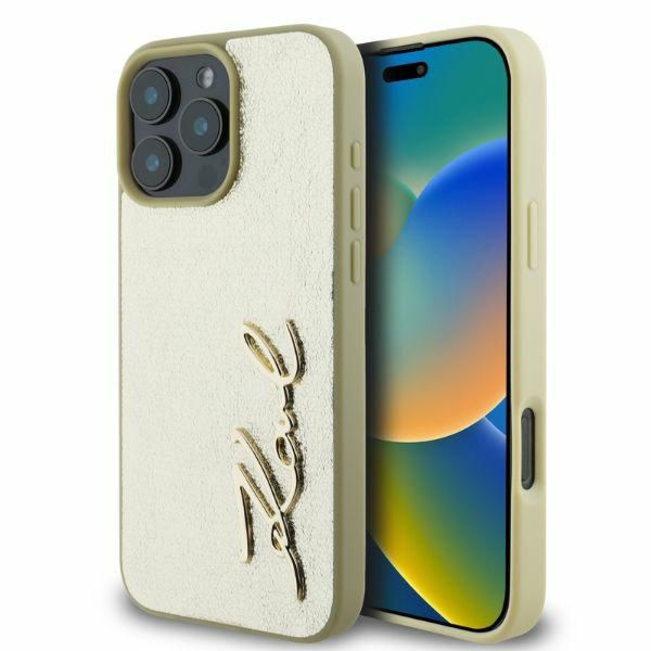 Karl Lagerfeld - Hardcase Leather (KLHCP16XPFMFBKMD) - iPhone 16 Pro Max - Gold Metal Signature