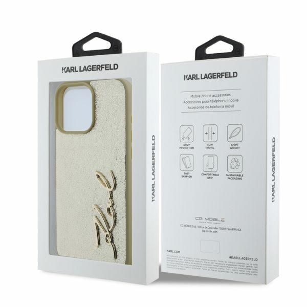 Karl Lagerfeld - Hardcase Leather (KLHCP16XPFMFBKMD) - iPhone 16 Pro Max - Gold Metal Signature