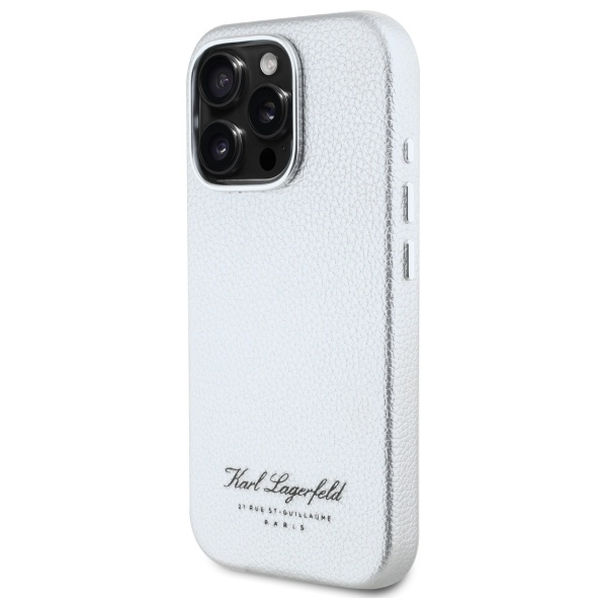 Karl Lagerfeld - Hardcase Leather Hotel (KLHCP16XPGWCMKHG) - iPhone 16 Pro Max - Grey RSG