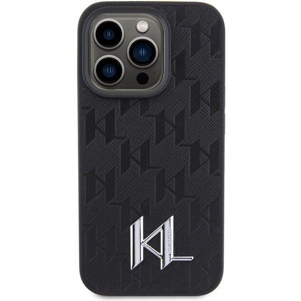 Karl Lagerfeld - Hardcase Leather Monogram (KLHCP15XPKLPKLK) - iPhone 15 Pro Max - Hot Stamp Metal Logo