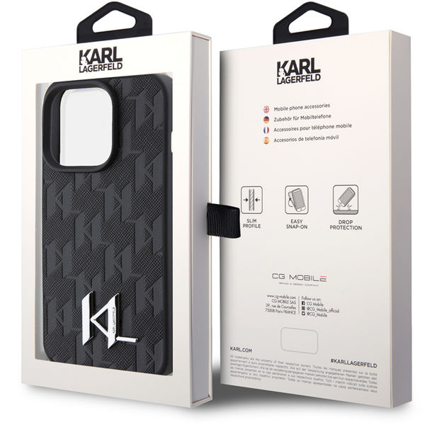 Karl Lagerfeld - Hardcase Leather Monogram (KLHCP15XPKLPKLK) - iPhone 15 Pro Max - Hot Stamp Metal Logo
