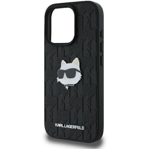Karl Lagerfeld - Hardcase Leather Monogram (KLHCP16LPGKLCHPK) - iPhone 16 Pro - Choupette Head Pin
