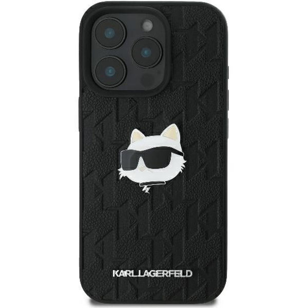 Karl Lagerfeld - Hardcase Leather Monogram (KLHCP16LPGKLCHPK) - iPhone 16 Pro - Choupette Head Pin