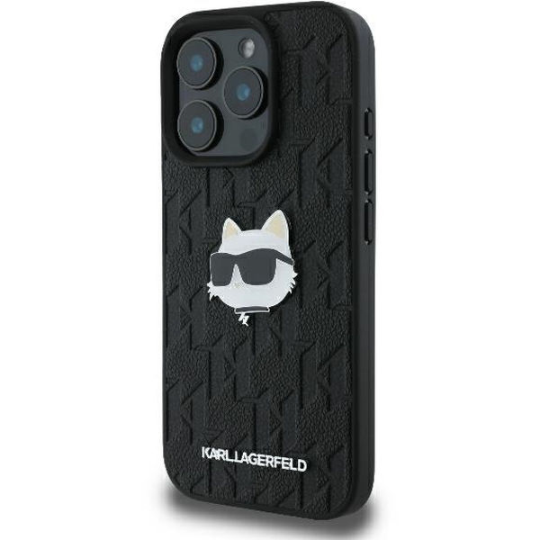 Karl Lagerfeld - Hardcase Leather Monogram (KLHCP16LPGKLCHPK) - iPhone 16 Pro - Choupette Head Pin