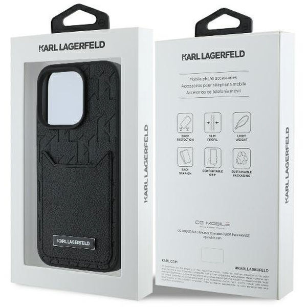 Karl Lagerfeld - Hardcase Leather Cardslots (KLHCP16LPGKHPRPK) - iPhone 16 Pro - Monogram