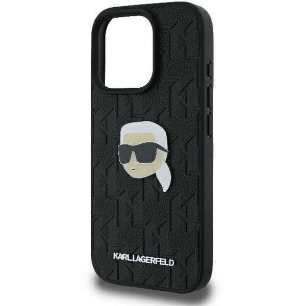 Karl Lagerfeld - Hardcase Leather Monogram (KLHCP16LPGKLKIPK) - iPhone 16 Pro - Karl Head Pin