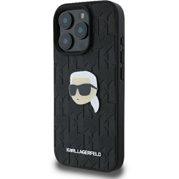 Karl Lagerfeld - Hardcase Leather Monogram (KLHCP16LPGKLKIPK) - iPhone 16 Pro - Karl Head Pin
