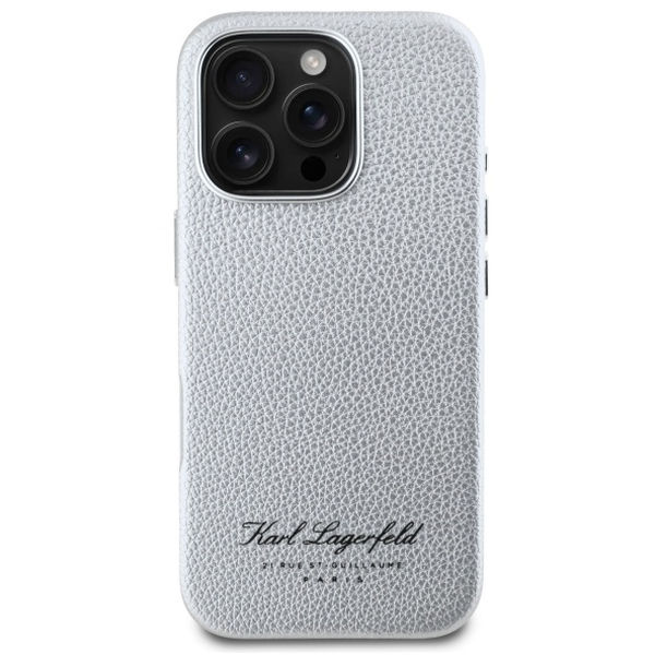 Karl Lagerfeld - Hardcase Leather Hotel (KLHCP16LPGWCMKHG) - iPhone 16 Pro - Grey RSG