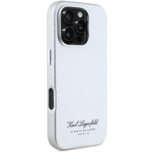 Karl Lagerfeld - Hardcase Leather Hotel (KLHCP16LPGWCMKHG) - iPhone 16 Pro - Grey RSG