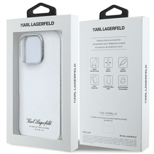 Karl Lagerfeld - Hardcase Leather Hotel (KLHCP16LPGWCMKHG) - iPhone 16 Pro - Grey RSG