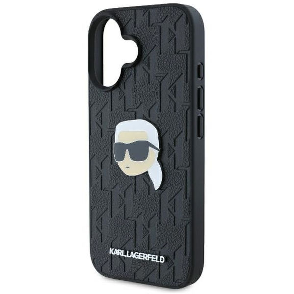 Karl Lagerfeld - Hardcase Leather Monogram (KLHCP16SPGKLKIPK) - iPhone 16 - Karl Head Pin