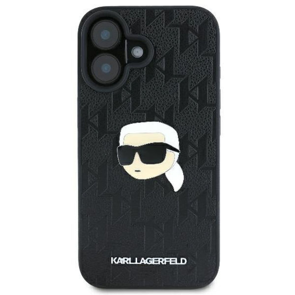 Karl Lagerfeld - Hardcase Leather Monogram (KLHCP16SPGKLKIPK) - iPhone 16 - Karl Head Pin