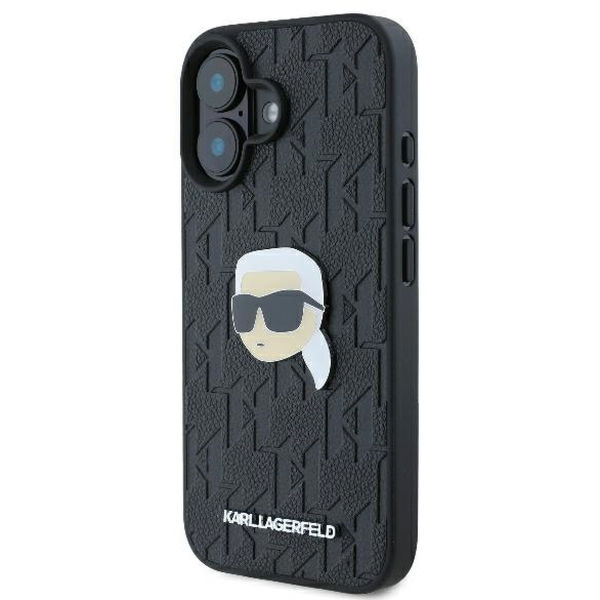 Karl Lagerfeld - Hardcase Leather Monogram (KLHCP16SPGKLKIPK) - iPhone 16 - Karl Head Pin