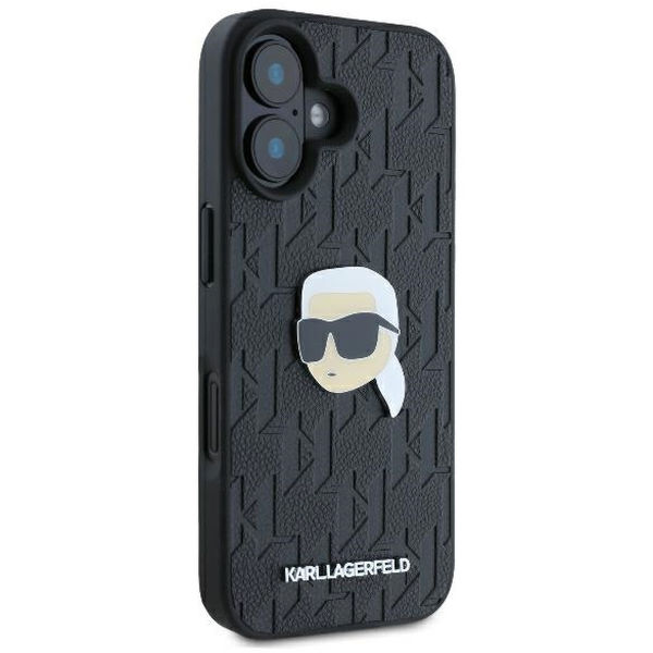 Karl Lagerfeld - Hardcase Leather Monogram (KLHCP16SPGKLKIPK) - iPhone 16 - Karl Head Pin