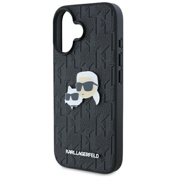 Karl Lagerfeld - Hardcase Leather Monogram (KLHCP16SPGKLKCPK) - iPhone 16 - Karl&Chaoupette Head Pin