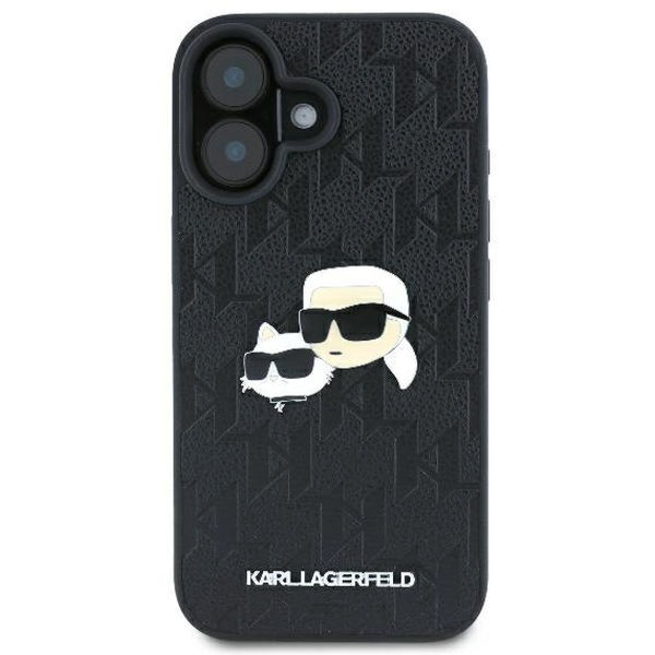 Karl Lagerfeld - Hardcase Leather Monogram (KLHCP16SPGKLKCPK) - iPhone 16 - Karl&Chaoupette Head Pin