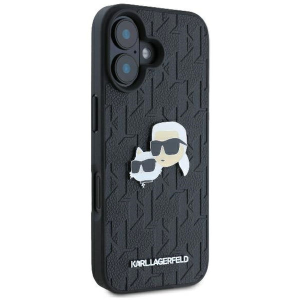 Karl Lagerfeld - Hardcase Leather Monogram (KLHCP16SPGKLKCPK) - iPhone 16 - Karl&Chaoupette Head Pin