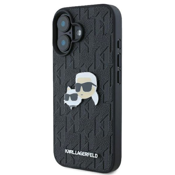 Karl Lagerfeld - Hardcase Leather Monogram (KLHCP16SPGKLKCPK) - iPhone 16 - Karl&Chaoupette Head Pin