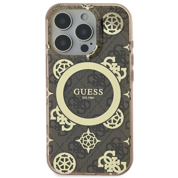 Guess - IML Peony On 4G Background MagSafe (GUHMP16LH4PYEEW) - iPhone 16 Pro - Brown