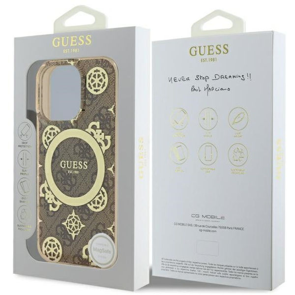 Guess - IML Peony On 4G Background MagSafe (GUHMP16LH4PYEEW) - iPhone 16 Pro - Brown