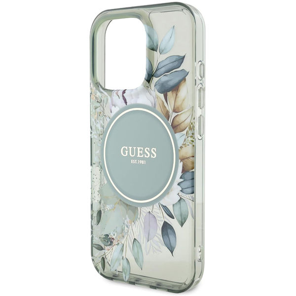 Guess - IML Flower & Tonal Circle MagSafe (GUHMP16LHFWBDCEN) - iPhone 16 Pro - Green