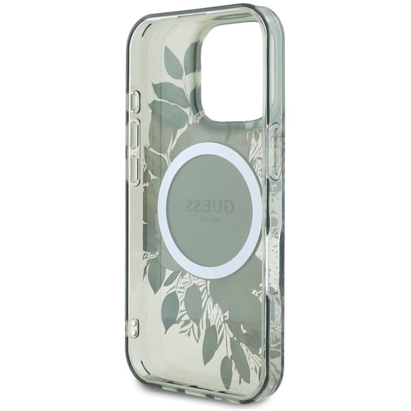 Guess - IML Flower & Tonal Circle MagSafe (GUHMP16LHFWBDCEN) - iPhone 16 Pro - Green