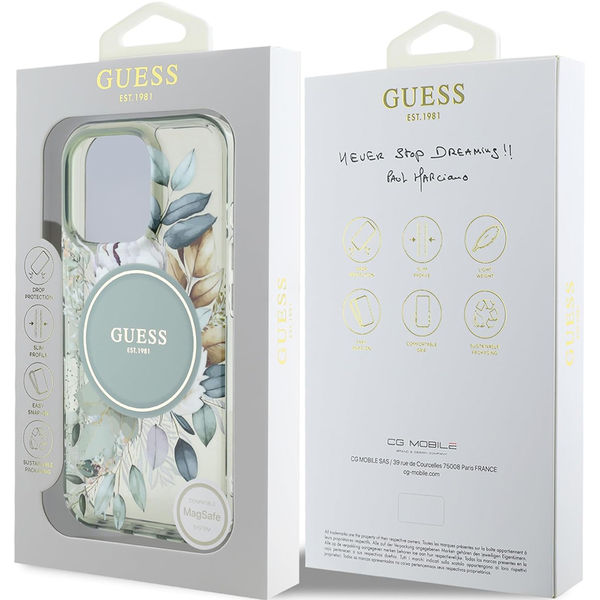 Guess - IML Flower & Tonal Circle MagSafe (GUHMP16LHFWBDCEN) - iPhone 16 Pro - Green