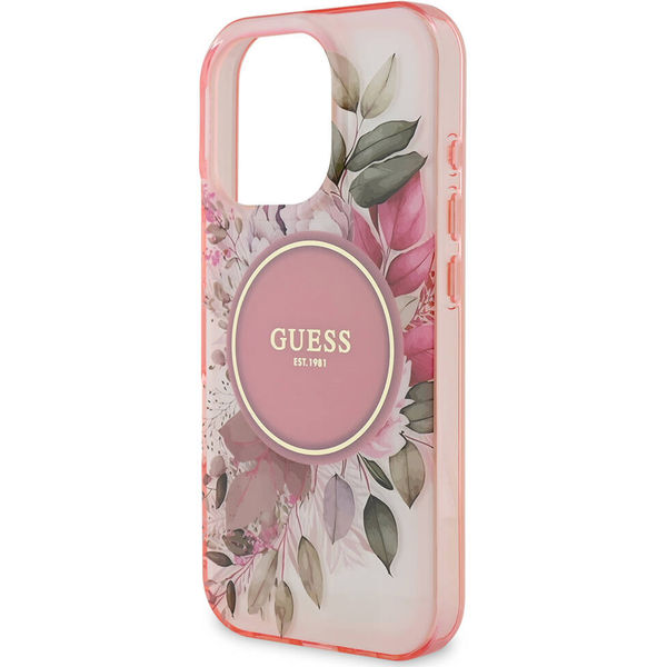 Guess - IML Flower & Tonal Circle MagSafe (GUHMP16LHFWBDCEP) - iPhone 16 Pro - Pink