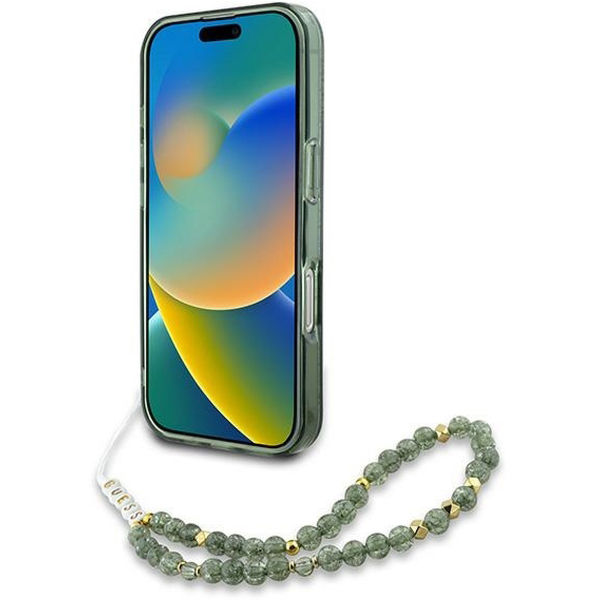 Guess - IML Flowers Allover Electro With Pearl Strap MagSafe (GUHMP16LHCPOFPA) - iPhone 16 Pro - Green