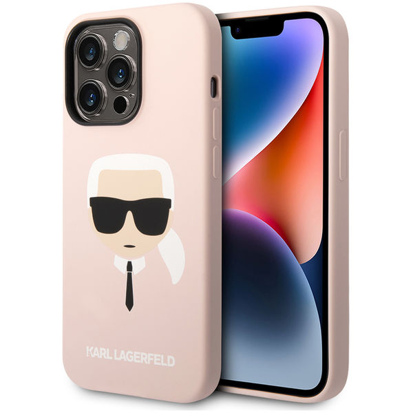 Karl Lagerfeld - Silicone MagSafe (KLHMP14LSLKHLP) - iPhone 14 Pro - Light Pink Karl`s Head
