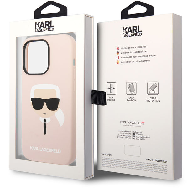 Karl Lagerfeld - Silicone MagSafe (KLHMP14LSLKHLP) - iPhone 14 Pro - Light Pink Karl`s Head