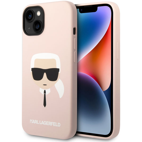 Karl Lagerfeld - Silicone MagSafe (KLHMP14MSLKHLP) - iPhone 14 Plus - Light Pink Karl`s Head