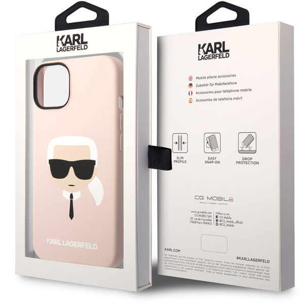 Karl Lagerfeld - Silicone MagSafe (KLHMP14MSLKHLP) - iPhone 14 Plus - Light Pink Karl`s Head