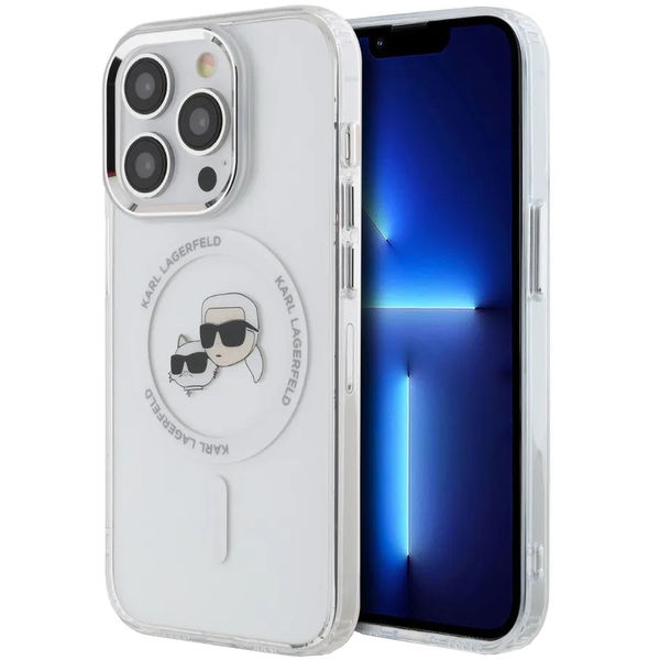 Karl Lagerfeld - IML MagSafe (KLHMP14LHLSKCH) - iPhone 14 Pro - White Metal Karl&Choupette Head