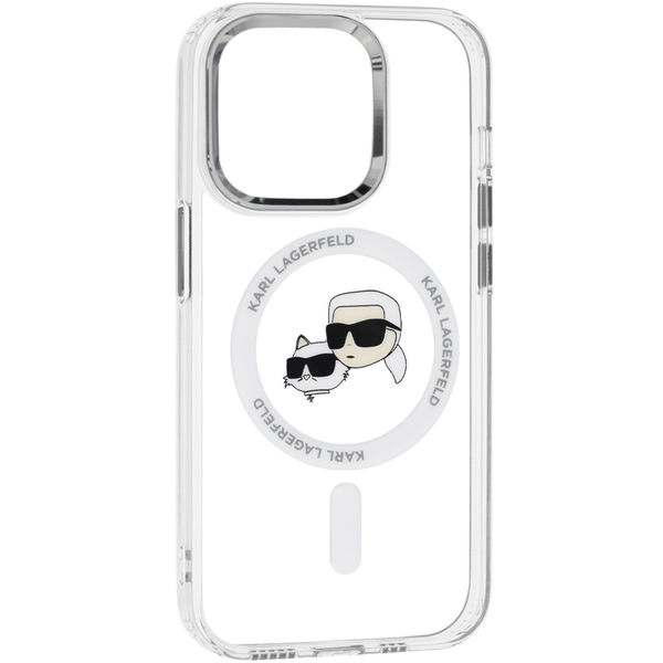 Karl Lagerfeld - IML MagSafe (KLHMP14LHLSKCH) - iPhone 14 Pro - White Metal Karl&Choupette Head