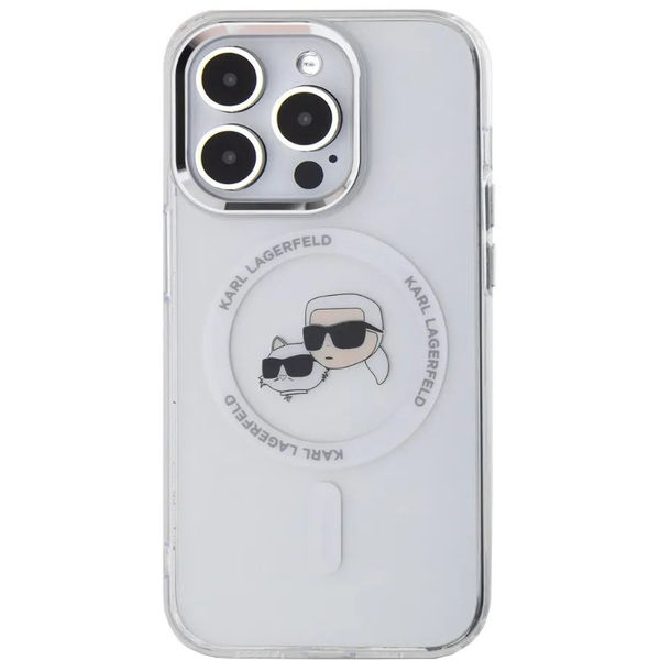 Karl Lagerfeld - IML MagSafe (KLHMP14LHLSKCH) - iPhone 14 Pro - White Metal Karl&Choupette Head