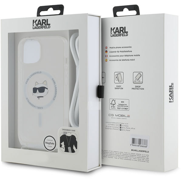 Karl Lagerfeld - IML Crossbody MagSafe (KLHMP14SHCCHNT) - iPhone 14 - Transparent Choupette Head&Cord