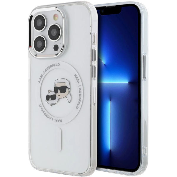 Karl Lagerfeld - IML MagSafe (KLHMP14XHLSKCH) - iPhone 14 Pro Max - White Metal Karl&Choupette Head