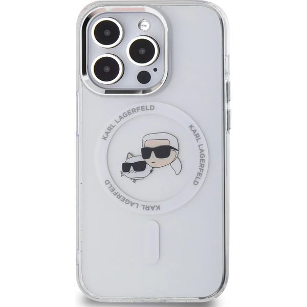 Karl Lagerfeld - IML MagSafe (KLHMP14XHLSKCH) - iPhone 14 Pro Max - White Metal Karl&Choupette Head