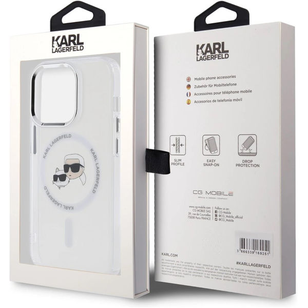 Karl Lagerfeld - IML MagSafe (KLHMP14XHLSKCH) - iPhone 14 Pro Max - White Metal Karl&Choupette Head