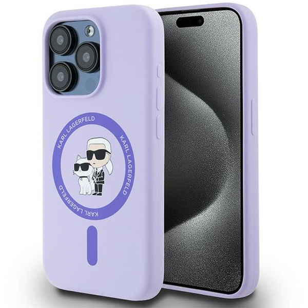 Karl Lagerfeld - Silicone Ring MagSafe (KLHMP15LSCMKCRHU) - iPhone 15 Pro - Purple Karl&Choupette
