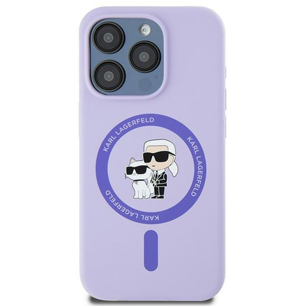Karl Lagerfeld - Silicone Ring MagSafe (KLHMP15LSCMKCRHU) - iPhone 15 Pro - Purple Karl&Choupette