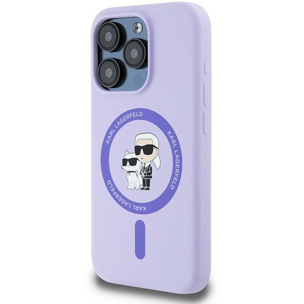 Karl Lagerfeld - Silicone Ring MagSafe (KLHMP15LSCMKCRHU) - iPhone 15 Pro - Purple Karl&Choupette