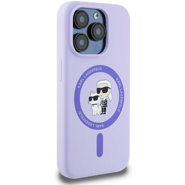 Karl Lagerfeld - Silicone Ring MagSafe (KLHMP15LSCMKCRHU) - iPhone 15 Pro - Purple Karl&Choupette