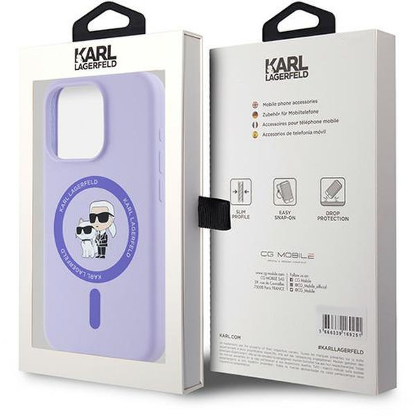 Karl Lagerfeld - Silicone Ring MagSafe (KLHMP15LSCMKCRHU) - iPhone 15 Pro - Purple Karl&Choupette