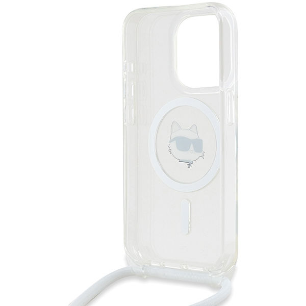Karl Lagerfeld - IML Crossbody MagSafe (KLHMP15SLHCCHNT) - iPhone 15 Pro - Transparent Choupette Head&Cord