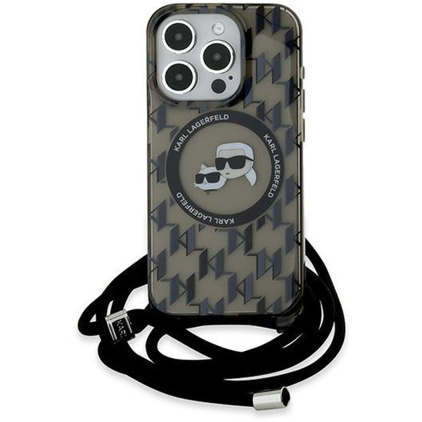 Karl Lagerfeld - IML Crossbody MagSafe (KLHMP15LHCKCKLCK) - iPhone 15 Pro - Monogram Karl&Choupette Head