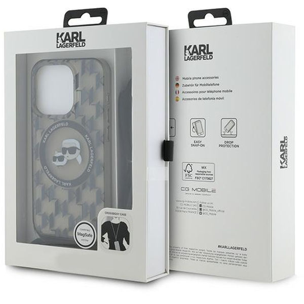 Karl Lagerfeld - IML Crossbody MagSafe (KLHMP15LHCKCKLCK) - iPhone 15 Pro - Monogram Karl&Choupette Head