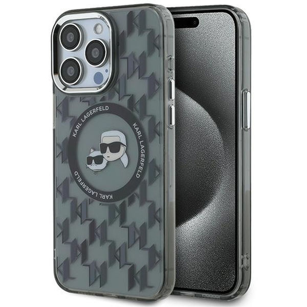 Karl Lagerfeld - IML MagSafe (KLHMP15LHMCKMHK) - iPhone 15 Pro - Monogram Karl&Choupette Head