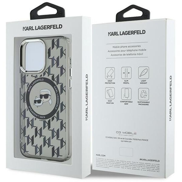 Karl Lagerfeld - IML MagSafe (KLHMP15LHMCKMHK) - iPhone 15 Pro - Monogram Karl&Choupette Head